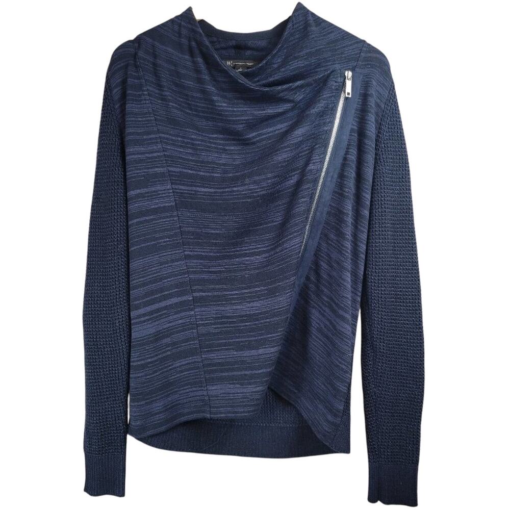 INC International Concepts Asymmetrical Zip Front‎ Blue Sweater